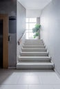 Modern steel elevator. Stairs, interior, office. perspective wide angle. Royalty Free Stock Photo