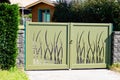 Modern steel green design gate aluminum home portal of suburbs house street