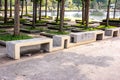 Modern stone Bench In the garden beside the road,Concrete bench,Cement bench Royalty Free Stock Photo