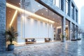 Modern storefront with large windows, ideal for concepts of retail spaces or contemporary urban design.