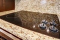 Modern stove with flat shiny surface. Close up view. Kitchen app
