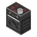 Modern stove icon, isometric style