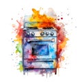 Modern Stove Kitchen Appliance Square Illustration.