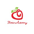 Modern strawberry icon logo illustration