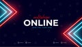 modern streamline online game play banner with neon effect