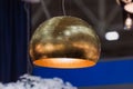 Modern streamlined copper chandelier. Bubble metal gold brass shade pendant