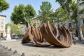 Modern street art by French conceptual artist Bernar Venet a series of steel Arc sculpture this at the cultural center Aix en