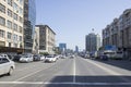 Modern street of the big Russian city. Novosibirsk, ulitsa Oktyabr`skaya Magistral Royalty Free Stock Photo