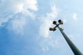 Modern street lamp against the blue sky. Bottom View Architecture Royalty Free Stock Photo