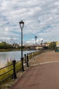 Modern street lamp. The Bank of the river Lagan. Royalty Free Stock Photo