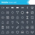 Modern, stroked mobile phones icons isolated on dark background.