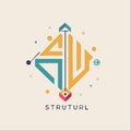 Modern Structural Logo with Geometric Shapes Royalty Free Stock Photo