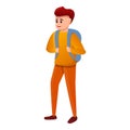 Modern student boy icon, cartoon style