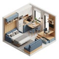 And modern studio apartment design featuring multifunctional Royalty Free Stock Photo