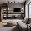 A modern studio apartment with multifunctional furniture and space-saving solutions2