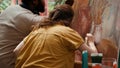 diverse artists using oil paints to create a beautiful masterpiece Royalty Free Stock Photo