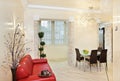 Modern studio interior with red sofa Royalty Free Stock Photo
