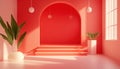 Modern Studio Room With Abstract Red Gradient Backdrop Royalty Free Stock Photo