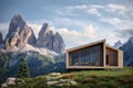 modern style architecture of chic minimalist tiny wooden house. AI Generated
