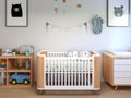 Modern style baby room crib toys baby decoration Royalty Free Stock Photo