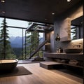 Modern style bathroom in a luxury style home indoor