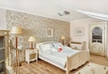 Modern style bedroom in beigeon loft room Royalty Free Stock Photo