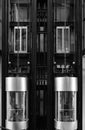 Black color modern style building elevator detail closeup view