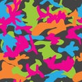 Modern camouflage colored neon seamless pattern design