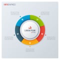 Modern style circle donut chart, infographic design, visualization template with five options.