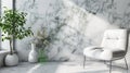 Modern style conceptual interior room design, white, simple, marble, background. Generative Ai Royalty Free Stock Photo
