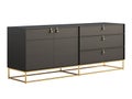 Modern style console cabinet with three spacious drawers and two deep shelves. 3d render