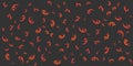 Modern Style Dark Red Background Design with Many Various Randomly Placed and Sized Simple Active Figures Pattern