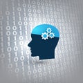 Modern Style Futuristic Machine and Deep Learning, Artificial Intelligence Design Concept with 3D Digital Bits Pattern