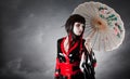 Modern style geisha in fetish kimono Royalty Free Stock Photo