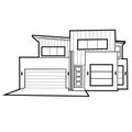 Modern style house with simple, comfortable design. Royalty Free Stock Photo