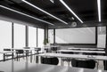 Modern style minimal black and white classroom 3d render Royalty Free Stock Photo