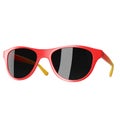 Modern style red fashion sunglasses with transparent black lens on white background3d render Royalty Free Stock Photo