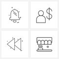 Modern Style Set of 4 line Pictograph Grid based bells, ui s, notification, dollar, medicine