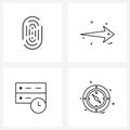 Modern Style Set of 4 line Pictograph Grid based biometric; storage; arrow; right; timeout