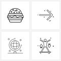 Modern Style Set of 4 line Pictograph Grid based burger; global; food; pointer; programming