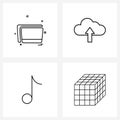 Modern Style Set of 4 line Pictograph Grid based file, music, directory, arrow, audio