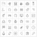 Modern Style Set of 36 line Pictograph Grid based hand, map, education, world, call