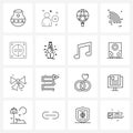 Modern Style Set of 16 line Pictograph Grid based industry, hone, internet, energy, user interface