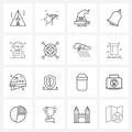 Modern Style Set of 16 line Pictograph Grid based office, delivery, scary, delivery box, ringing Royalty Free Stock Photo