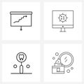 Modern Style Set of 4 line Pictograph Grid based presentation, tooth, business, cell, care