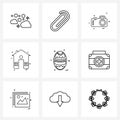 Set of 9 Universal Line Icons of religion, home, camera, home, image