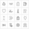 Modern Style Set of 16 line Pictograph Grid based shop, eshopping, sms, eshop, barber Royalty Free Stock Photo