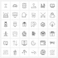 Modern Style Set of 36 line Pictograph Grid based sports, health, signal, fitness, shift