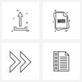 Modern Style Set of 4 line Pictograph Grid based upload, arrow, uploading, file type, double