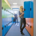 University interior with colorful lockers Royalty Free Stock Photo